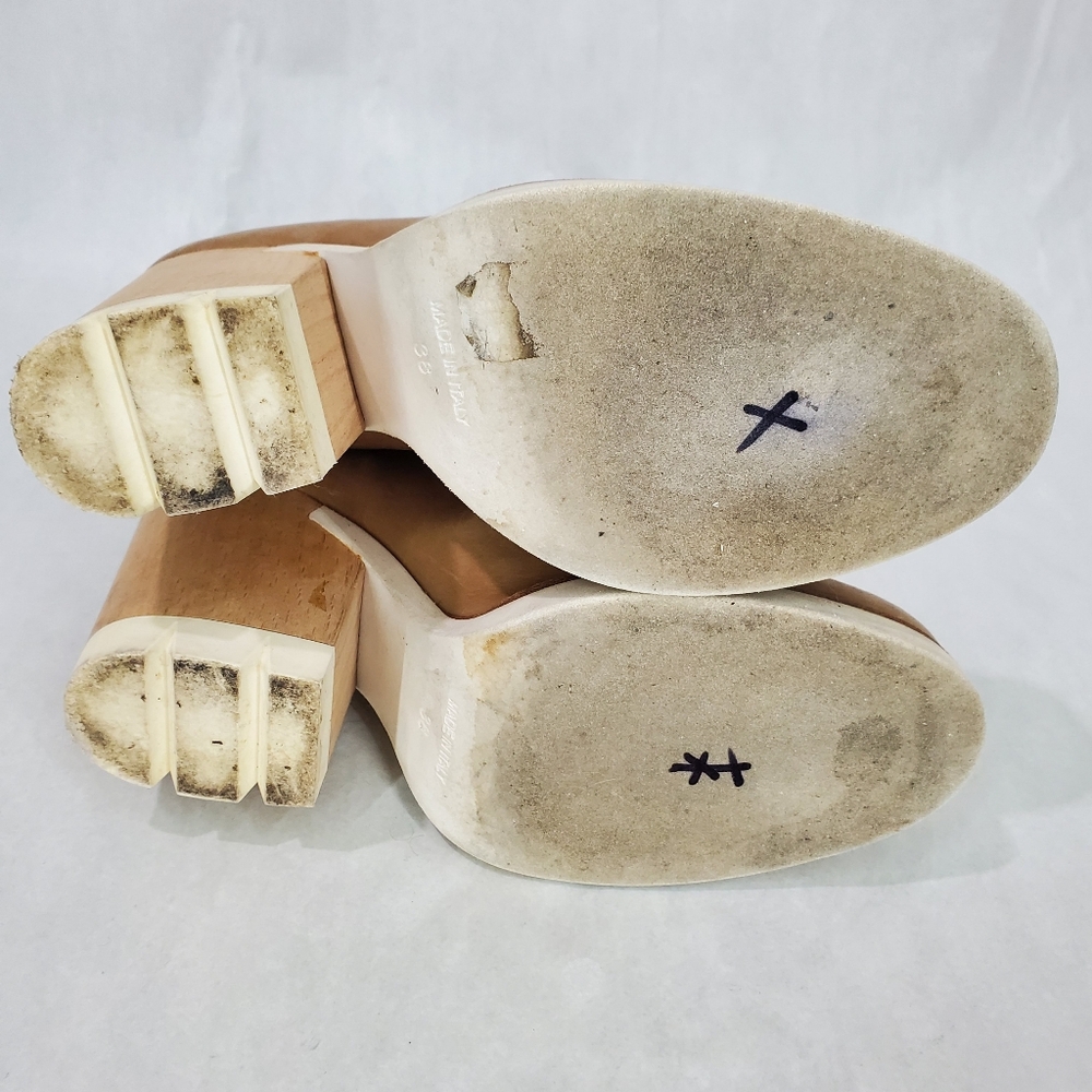 STRATEGIA Leather and Wood Patform Contemporary Ankle Boots EU 38 Tan - Picture 5 of 10